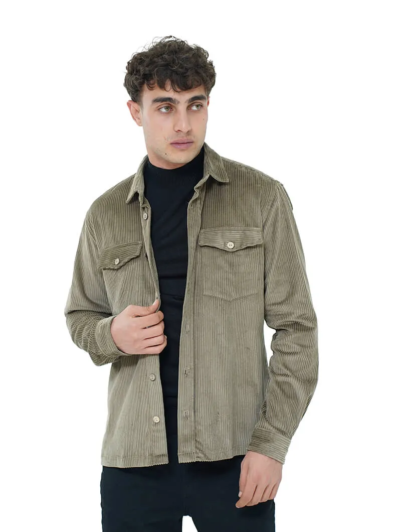 Surchemise en velours col chemise